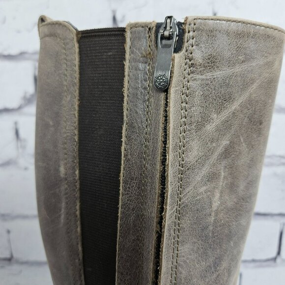 Bussola Knee High Leather Riding Boots Womens 37 US 6.5 Taupe Zipper Distressed - Picture 5 of 16